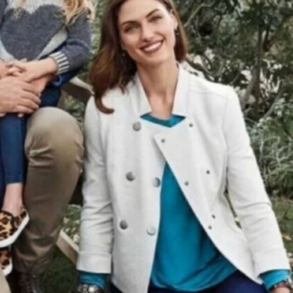 Cabi double breasted heathered cream color jacket - Picture 5 of 12